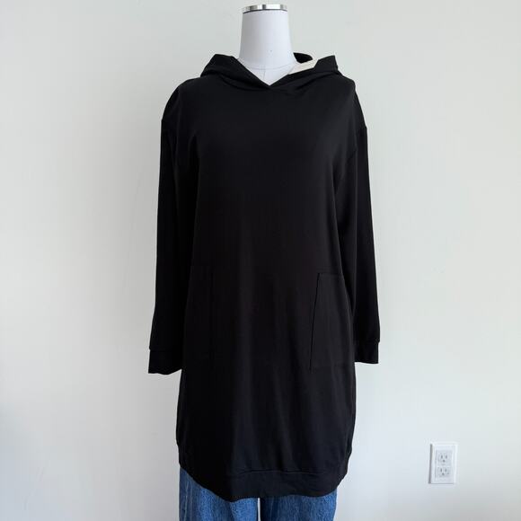 Majestic Filatures Sweatshirt Women 4 Large Black Hooded Deluxe Teeshirt Sweater - Picture 1 of 11